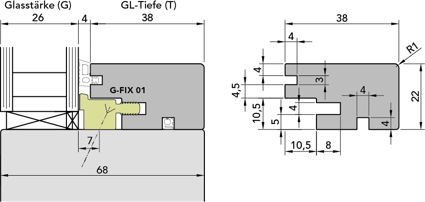 Glasleiste Standard - IV68 24mm